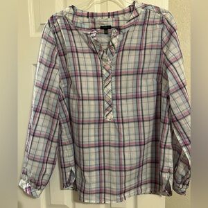 Talbots Pink and Blue Plaid Shirt Size L